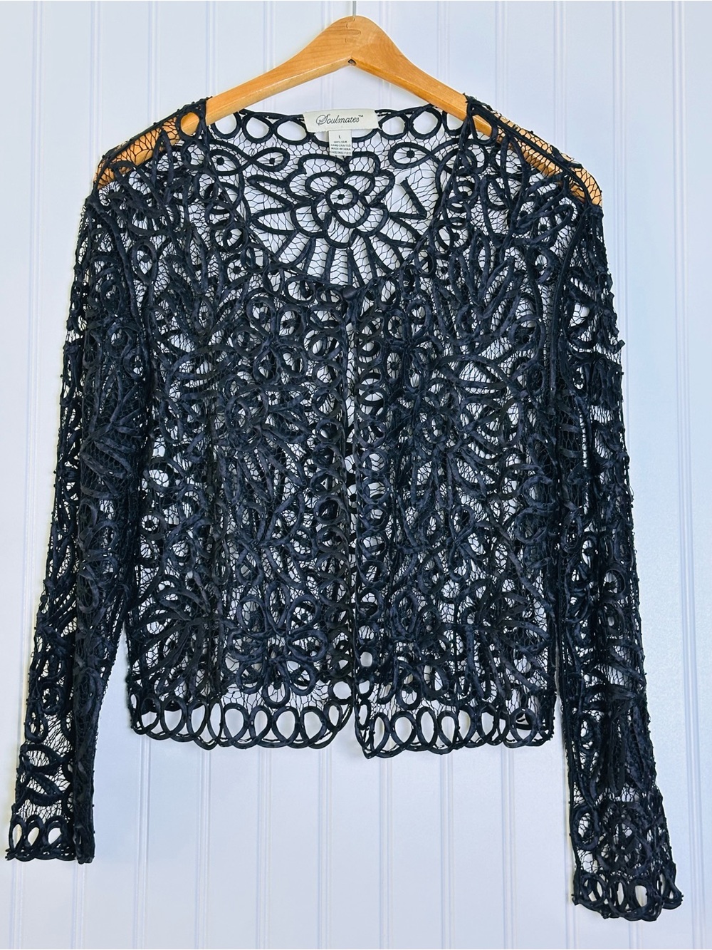 Soulmates Handcrafted Embroidered Beaded Silk Lace Evening Dress Jacket Set Sz L - Picture 12 of 16